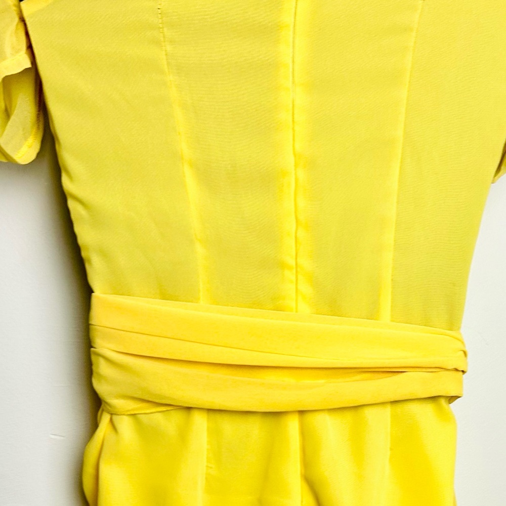 “PrettyLittleThing” Yellow One-Shoulder Knot Mini Dress - Picture 16 of 17